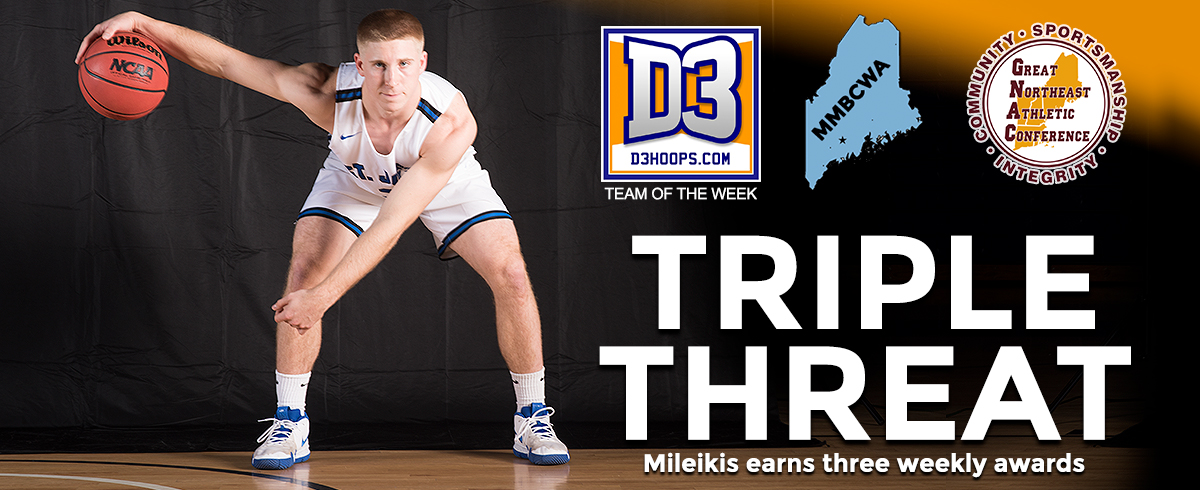 Mileikis Claims D3hoops.com, MMBCWA & GNAC Weekly Honors