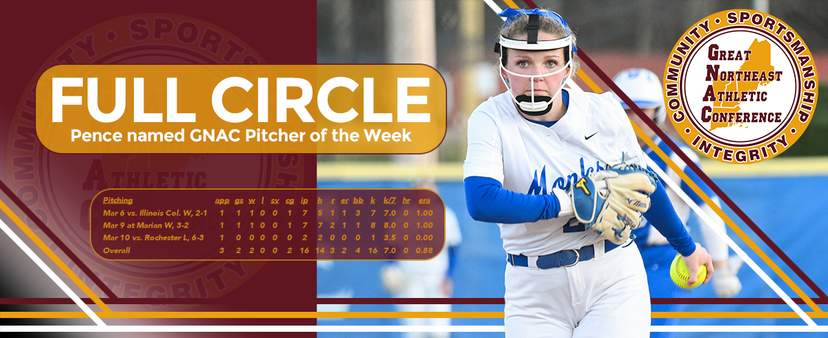 Pence Named GNAC Pitcher of the Week